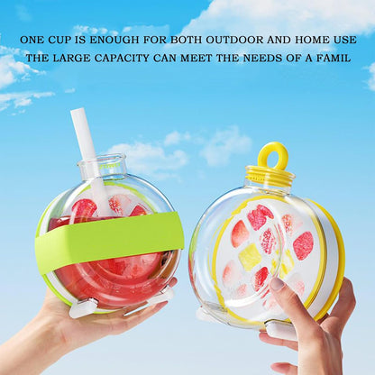 Molde Para Hielos En Forma De Botella - Taza Portátil Con Pajita Y Molde De Cubitos De Hielo De Silicona - Equipo De Cocina Para Campamento Fácil De Usar En Congelador Para Jugos Café Y